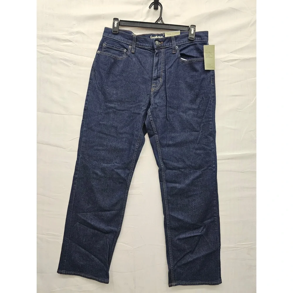 Goodfellow Mens‎ Relaxed Straight Leg Jeans Blue Cotton Blend Casual Size 34x32